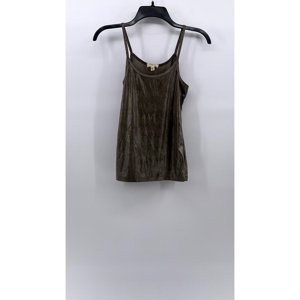 PH8 Women's Taupe Silver Scoop-Neck Spaghetti Strap Lightweight Tank SZ XS